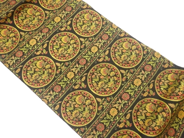 JAPANESE NAGOYA OBI / WOVEN FLORAL PLANTS